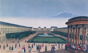 皇家宫殿的景观，从圆形大厅看，由Eugene Aubert雕刻，1820年 作者 亨利·库沃西耶·沃辛（Henri Courvoisier-Voisin）